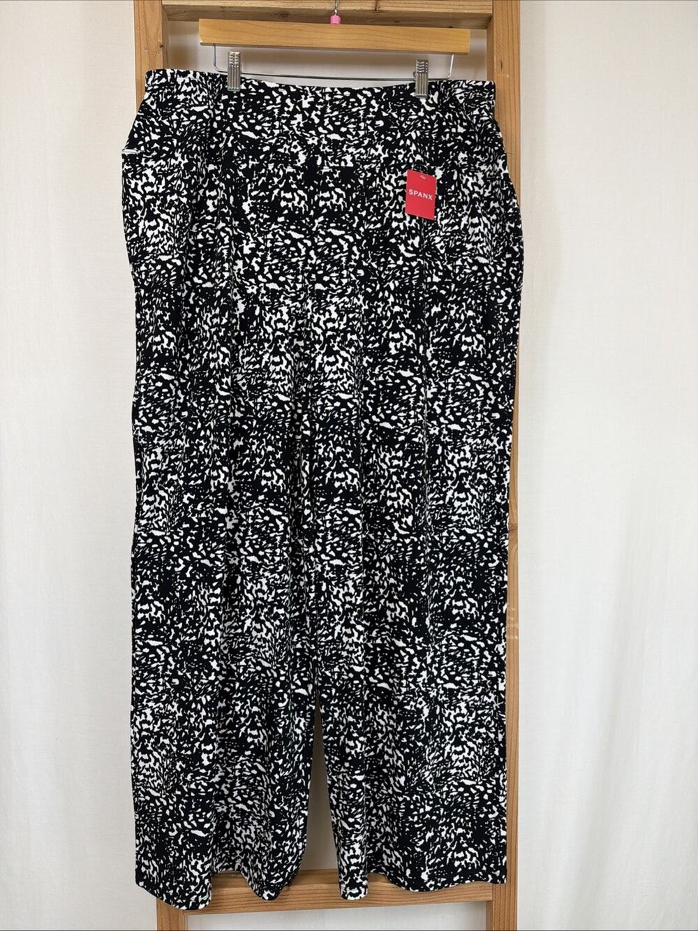NWT Spanx Black White Go With The Flow Wide Leg Pants #1442 Size 2X